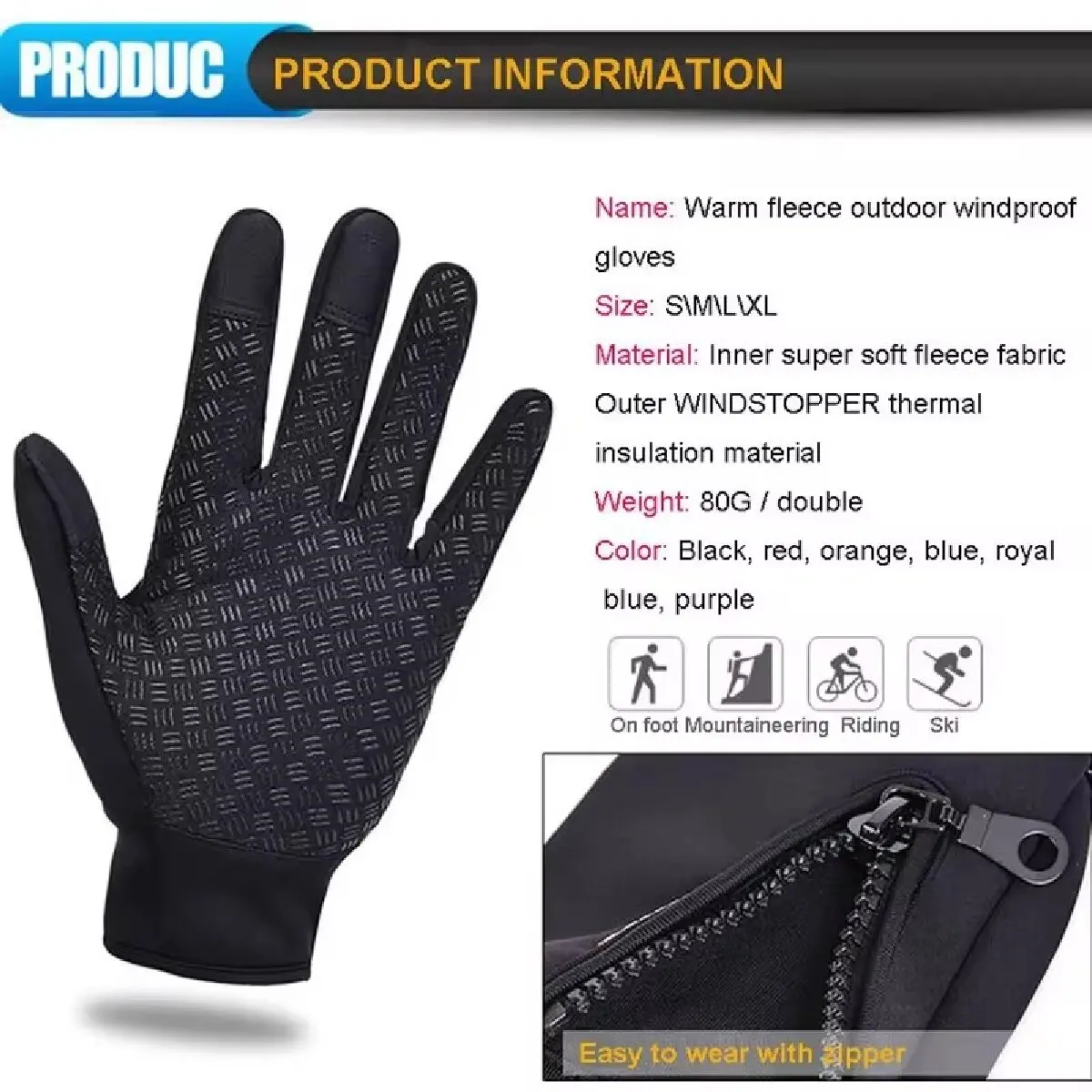Gants Chauds Pour Écran Tactile, Pour Cyclisme En Plein Air, Conduite De Moto, Imperméables, Froids, Coupe-Vent, Antidérapants, Pour Femmes Et Hommes, Gants De Ski D'Hiver