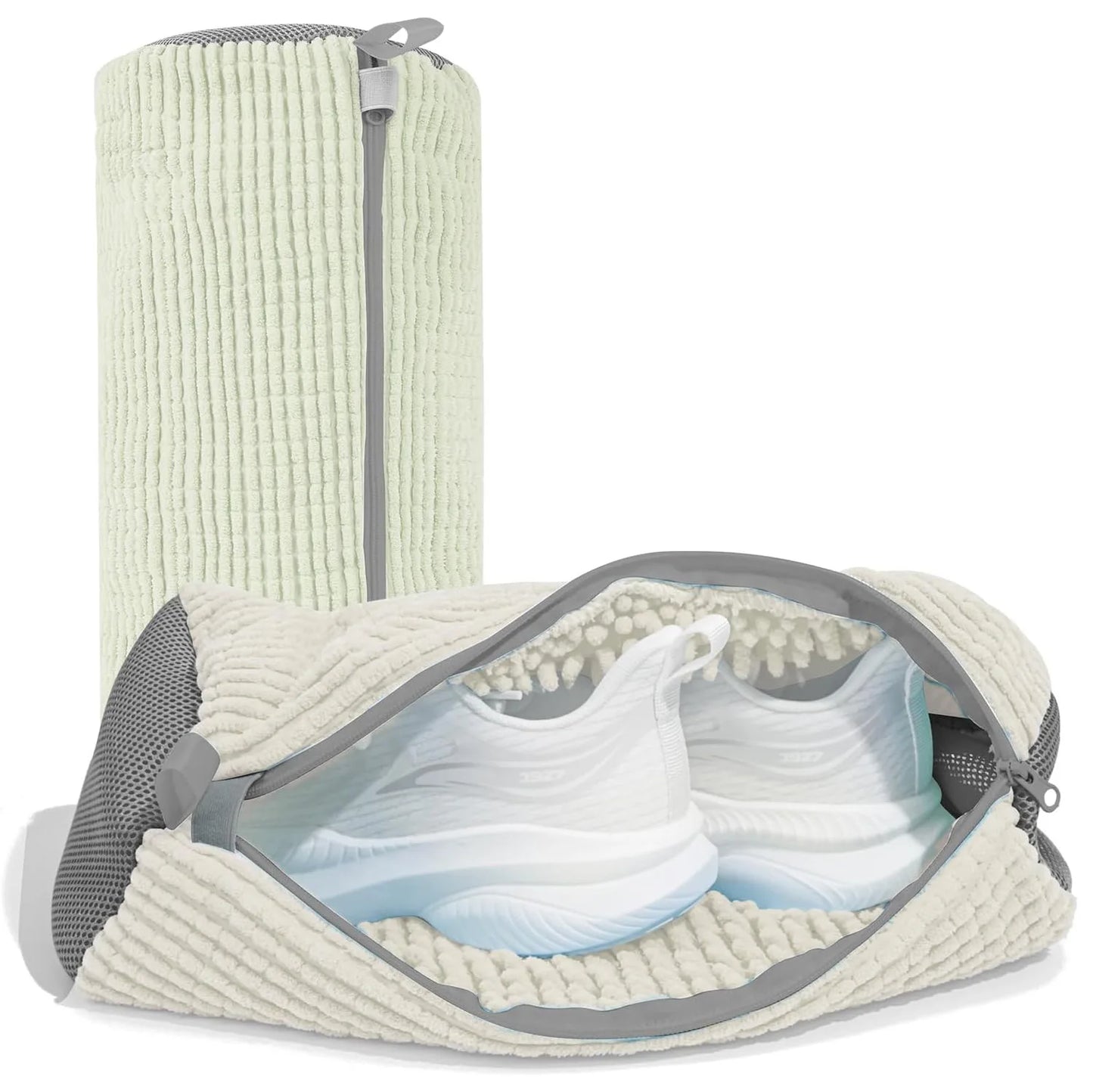 Shoe Washing Bag Padded Laundry Organizer Breathable Mesh Washable Protector for Sneakers Fluffy Fibers Machine Friendly